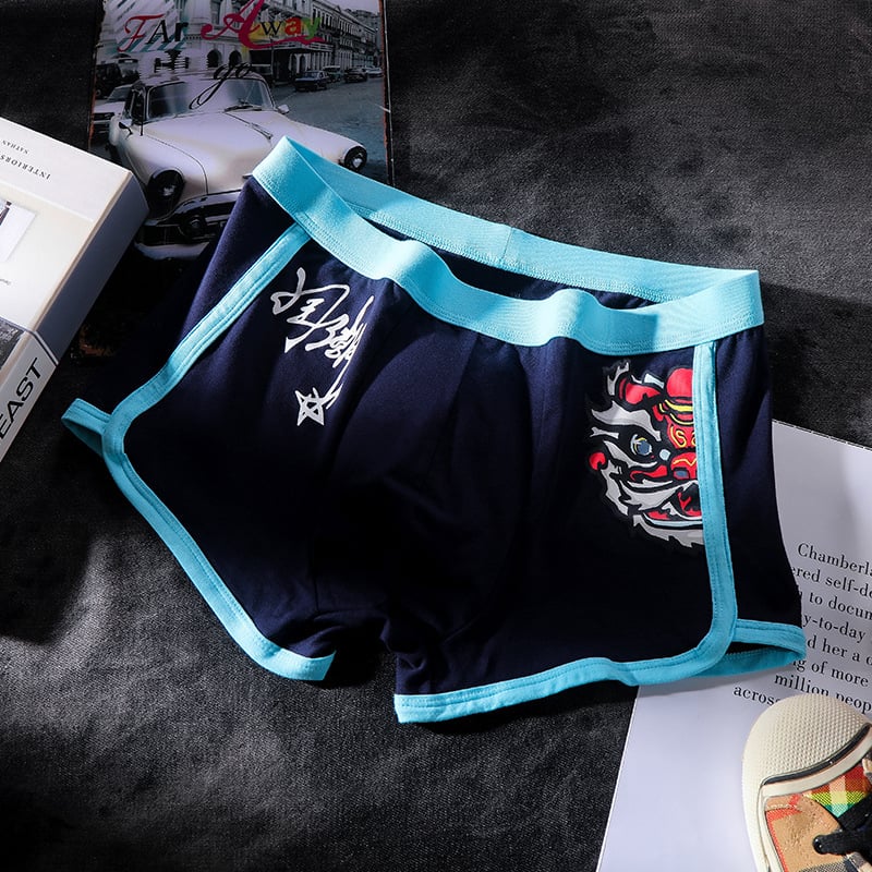 Boxeri bărbătești din bumbac, talie medie, fără cusături, model animal, țesătură tricotată