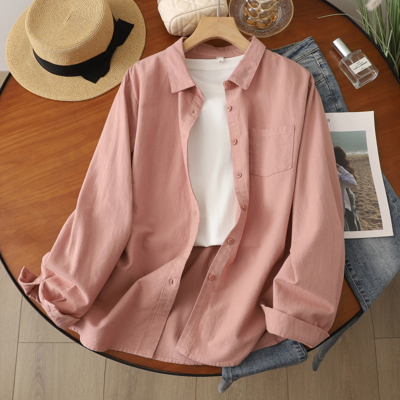 Naiste puuvillane särk vabas lõikes, lapel-kaelus, 3D muster, kirjanduslik retro stiil