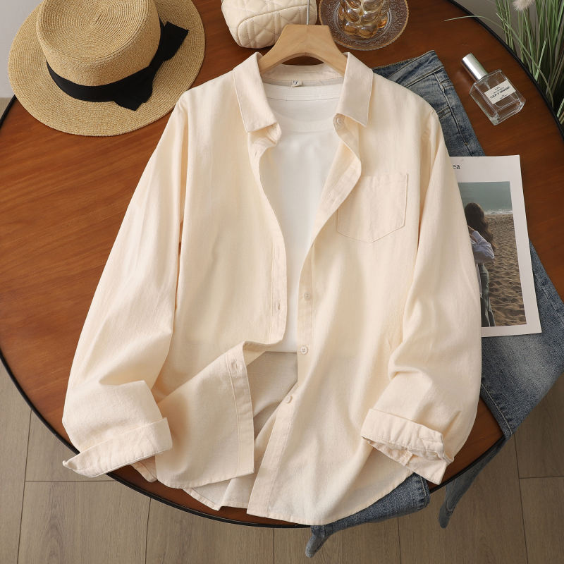 Naiste puuvillane särk vabas lõikes, lapel-kaelus, 3D muster, kirjanduslik retro stiil