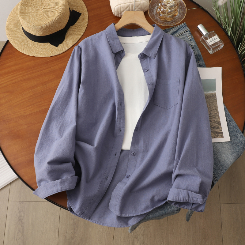 Naiste puuvillane särk vabas lõikes, lapel-kaelus, 3D muster, kirjanduslik retro stiil