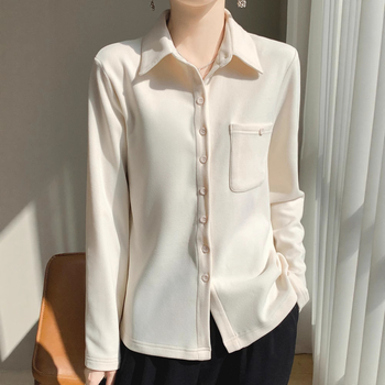 Derong harjatud särk krae, pikad varrukad, ühe nööpiga plokk, polüester 30-50%