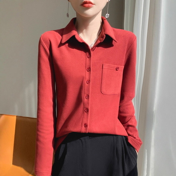 Derong harjatud särk krae, pikad varrukad, ühe nööpiga plokk, polüester 30-50%