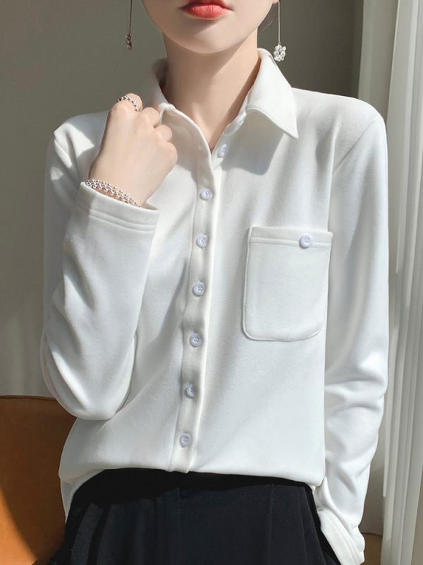 Derong harjatud särk krae, pikad varrukad, ühe nööpiga plokk, polüester 30-50%