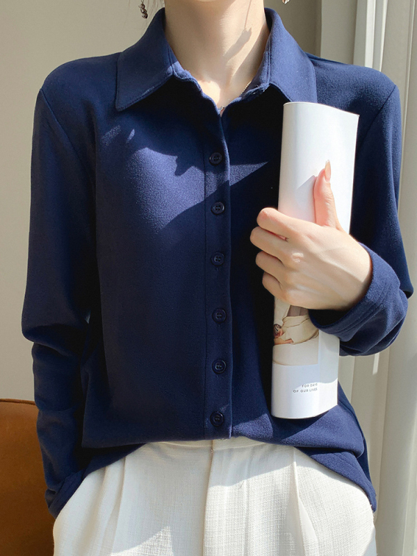 Derong harjatud särk krae, pikad varrukad, ühe nööpiga plokk, polüester 30-50%