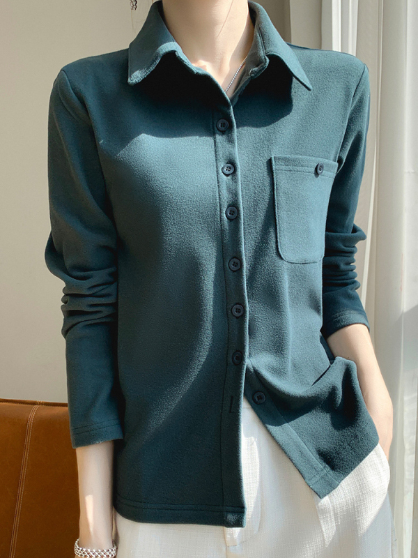 Derong harjatud särk krae, pikad varrukad, ühe nööpiga plokk, polüester 30-50%