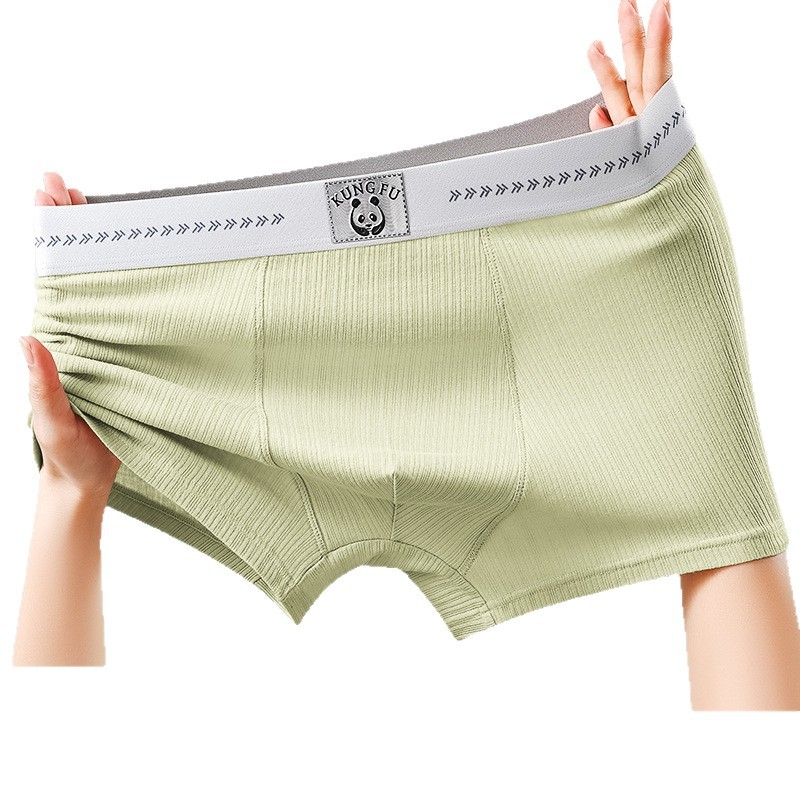 Boxeri bărbați cu imprimeu Panda, din bumbac, antibacterieni, talie medie, respirabili