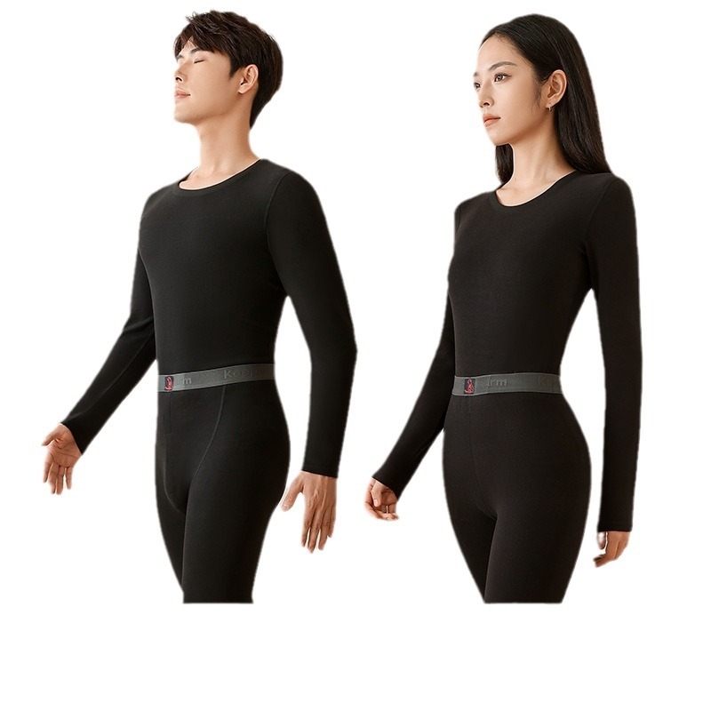 Unisex termalni set donjeg rublja, fleece podstavljena, dvostruki sloj, gornji dio s kružnim izrezom i dugi rukavi, hlače, poliester s katijonskim završnim slojem, 351–400 g/m2