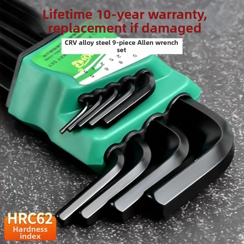 Sada imbusových kľúčov, 9 kusov, L-tvar, vnútorný šesťhran