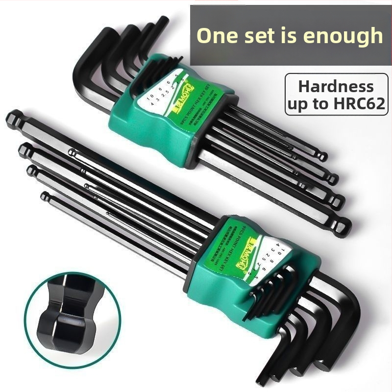 Sada imbusových kľúčov, 9 kusov, L-tvar, vnútorný šesťhran