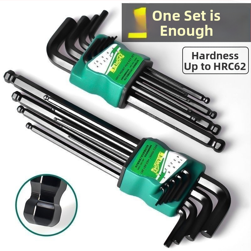 Sada imbusových kľúčov, 9 kusov, L-tvar, vnútorný šesťhran