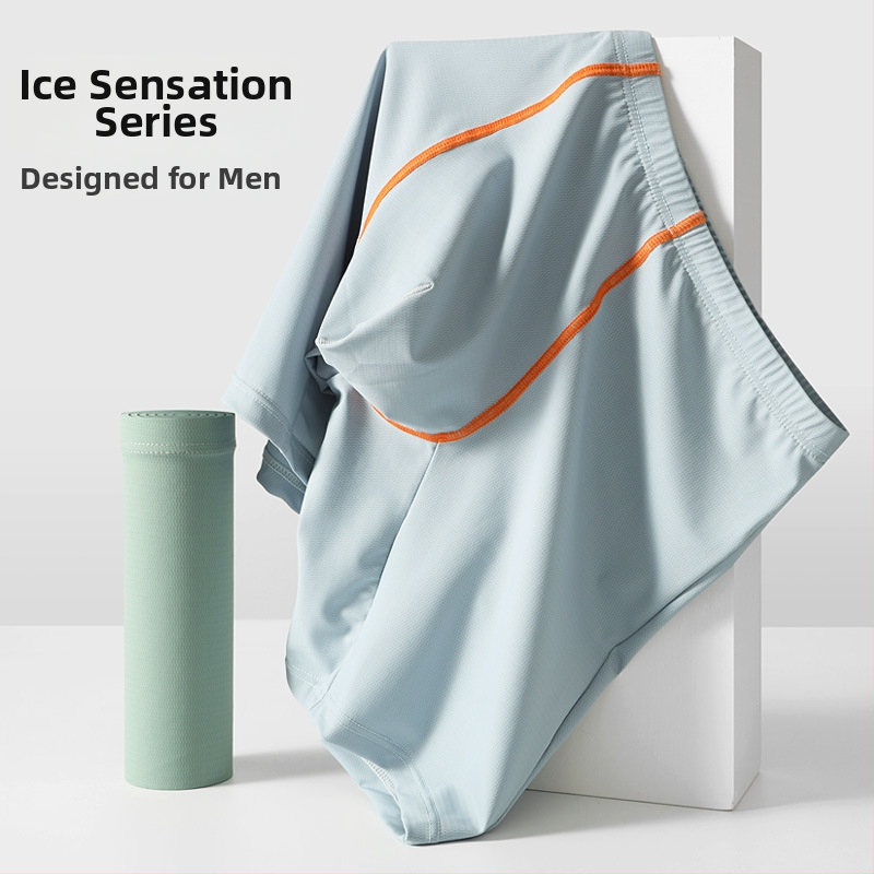 Boxerky Ice Silk pre mužov, dlhšie nohavičky, stredný pás, nylonová látka, priedušné, rýchloschnúce