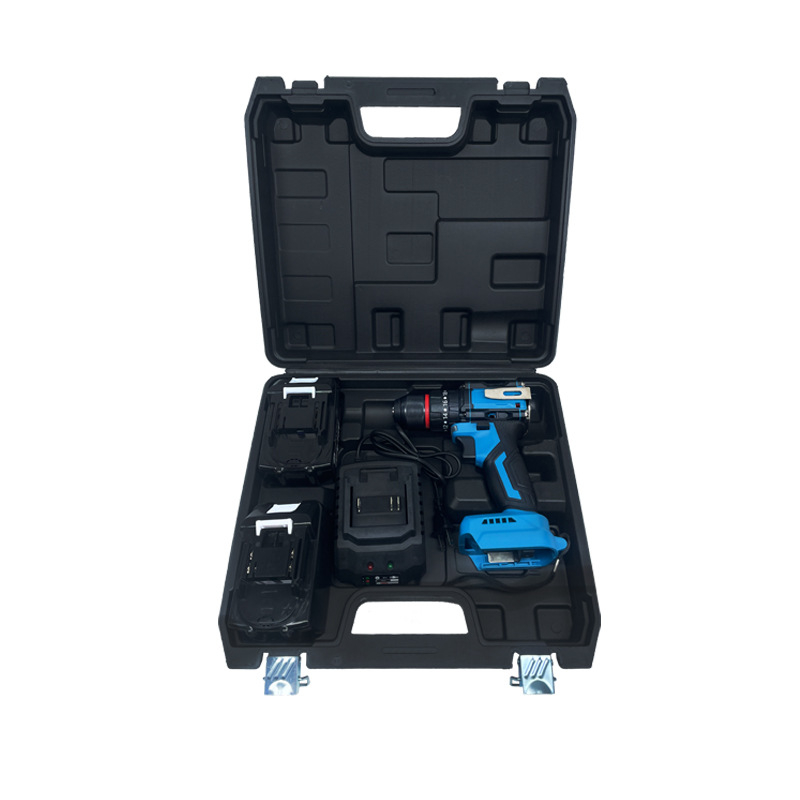 Akkumulátoros ütőfúró kefementes motorral, kampóval – Li-ion akkumulátor, lépésmentes sebességszabályozás, gyorscsatlakozós tok, előre-hátra forgás