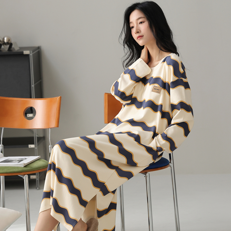 Νυχτικό φόρεμα από 100% βαμβάκι με μακριά μανίκια – στρογγυλός λαιμός, αναπνεύσιμη, μακριά φούστα, κατάλληλο για εξωτερική χρήση, φθινόπωρο 2025, μεγάλα μεγέθη