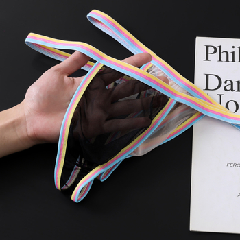 Ανδρικά στρινγκ με διχτυωτό ύφασμα, χαμηλή μέση, διαπνέον και αόρατο, νάιλον 80-90%, ύφανση 11-20d