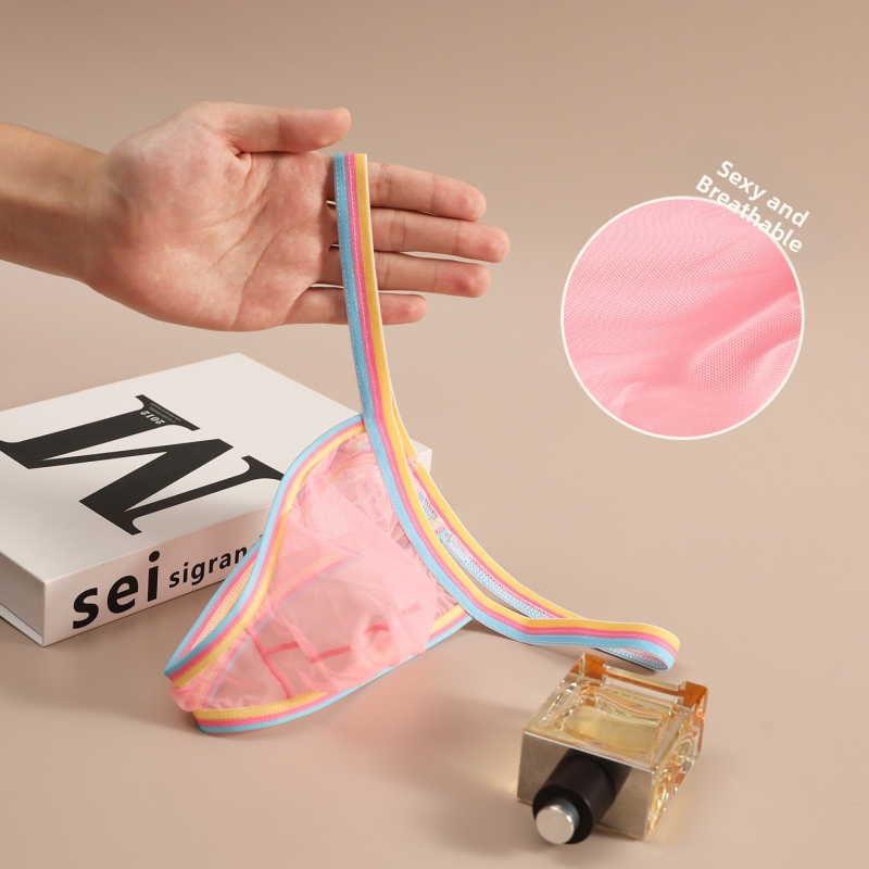 Pánske sieťované T-tanga nohavičky, nízky pás, priedušné a neviditeľné, nylon 80-90%, tkanina 11-20d