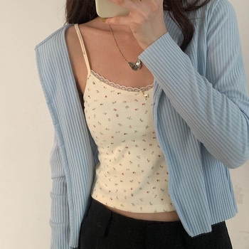 Ženski camisole s tankim trakama, mali cvjetni čipkasti rub i ugrađene jastučiće za grudi, pamukasti ljetni top uskog kroja