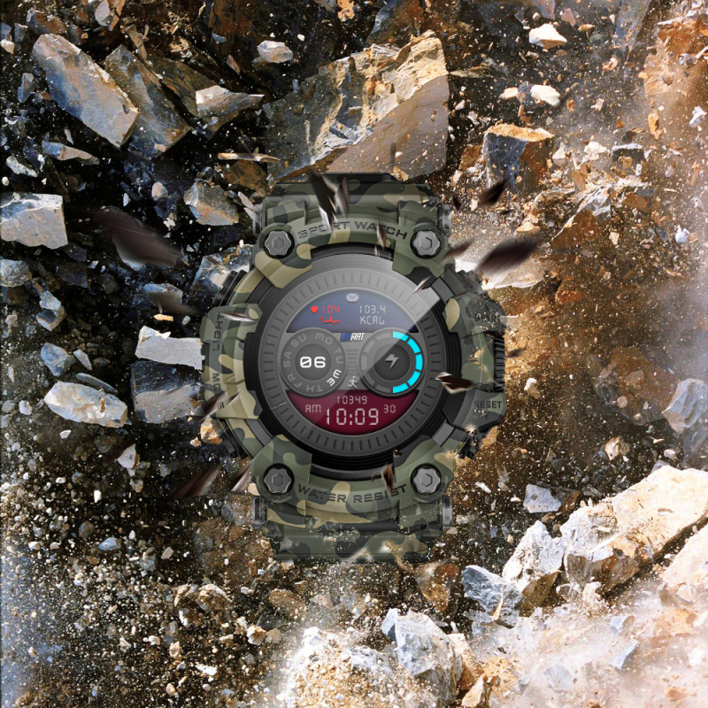 LOKMAT Attack GT smartwatch outdoor cu apelare Bluetooth, busolă încorporată și lanternă; Android compatibil; monitorizare sănătate (ritm cardiac, tensiune arterială, SpO2, somn); încărcare magnetică cu baterie de 300 mAh