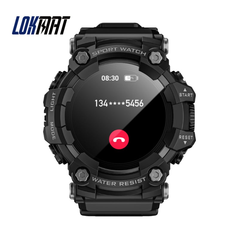 LOKMAT Attack GT smartwatch outdoor cu apelare Bluetooth, busolă încorporată și lanternă; Android compatibil; monitorizare sănătate (ritm cardiac, tensiune arterială, SpO2, somn); încărcare magnetică cu baterie de 300 mAh