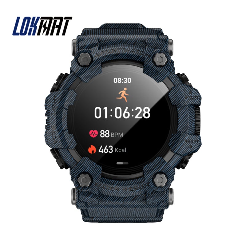LOKMAT Attack GT smartwatch outdoor cu apelare Bluetooth, busolă încorporată și lanternă; Android compatibil; monitorizare sănătate (ritm cardiac, tensiune arterială, SpO2, somn); încărcare magnetică cu baterie de 300 mAh