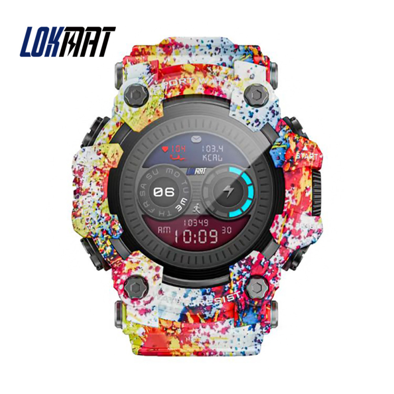 LOKMAT Attack GT smartwatch outdoor cu apelare Bluetooth, busolă încorporată și lanternă; Android compatibil; monitorizare sănătate (ritm cardiac, tensiune arterială, SpO2, somn); încărcare magnetică cu baterie de 300 mAh