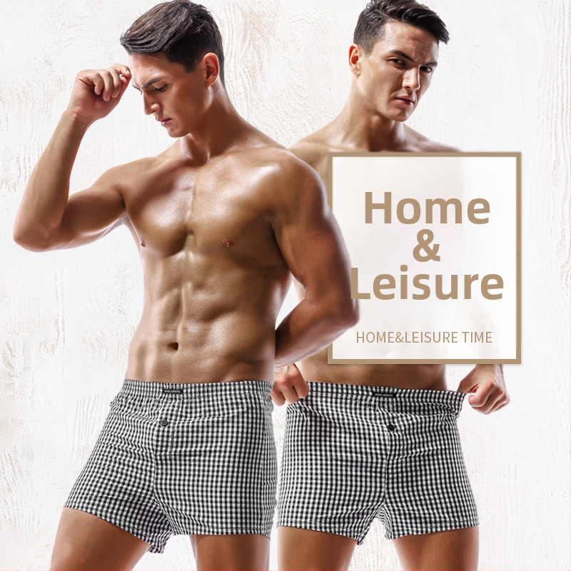 Boxeri bărbați din bumbac, dungate, 100% bumbac, respirabili, fără cusături, talie medie, pentru toate anotimpurile