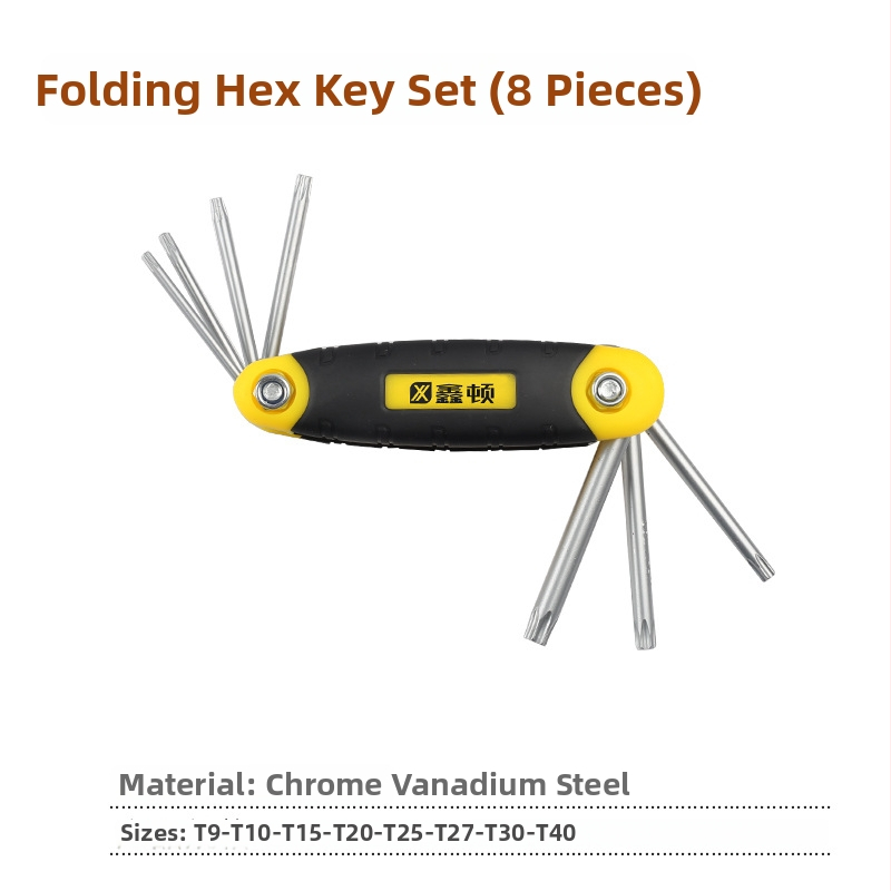 Xinton Sklápace Set Hex Kľúčov – Vnútorné Hex Kľúče, Chróm-Vanádová Oceľ, Metrické a Imperiálne Rozmery