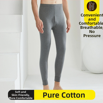 Férfi 100% pamutból készült termikus alsónadrág, fleece béléssel, karcsú szabás, meleg, vast anyag 201-250 g/m2