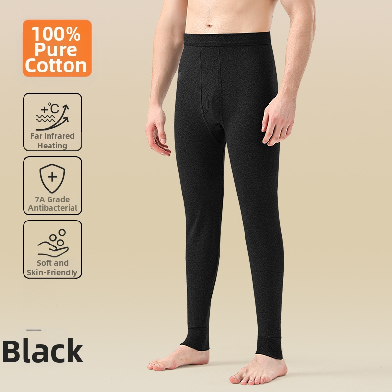 Férfi 100% pamutból készült termikus alsónadrág, fleece béléssel, karcsú szabás, meleg, vast anyag 201-250 g/m2