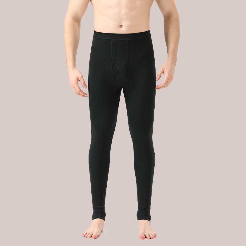 Férfi 100% pamutból készült termikus alsónadrág, fleece béléssel, karcsú szabás, meleg, vast anyag 201-250 g/m2