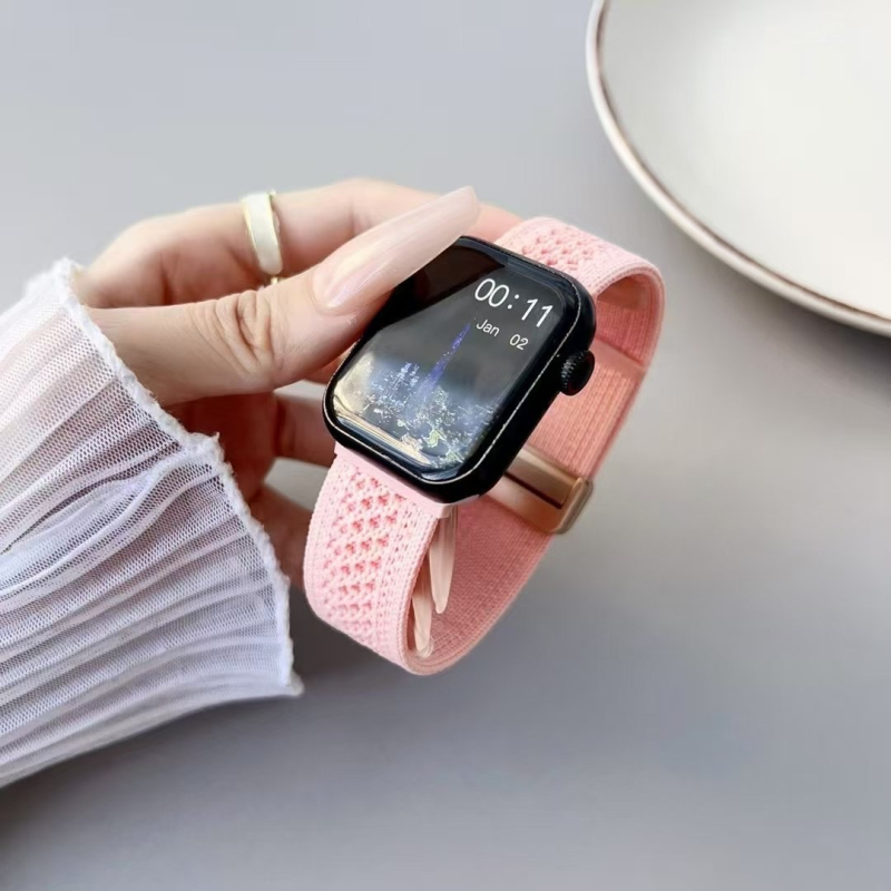 Nylonový pletený remienok pre Apple Watch s magnetickým sponou, športový štýl, kompatibilné s Apple Watch, prispôsobiteľné rozmery rozhrania