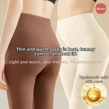 Pantaloni termici din modal pentru femei, subțiri, talie înaltă, controlul abdomenului, strat dublu
