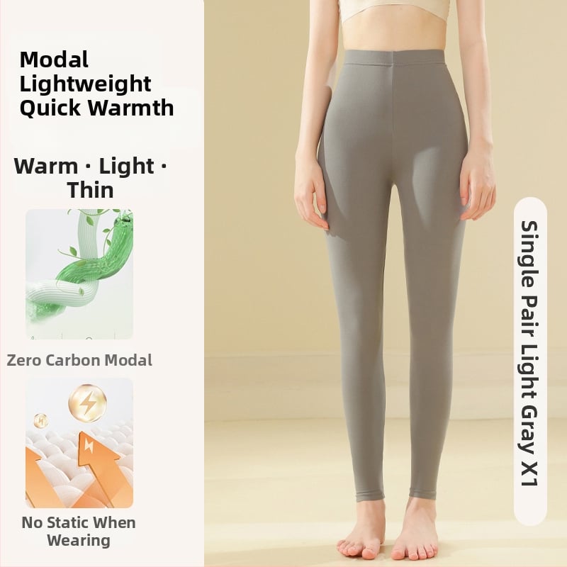 Pantaloni termici din modal pentru femei, subțiri, talie înaltă, controlul abdomenului, strat dublu