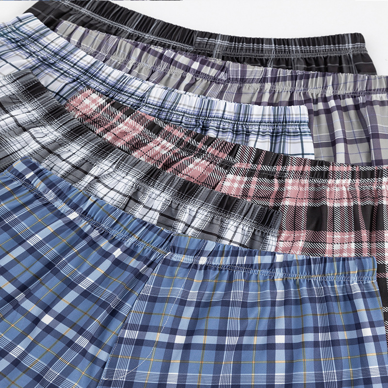 Boxeri de bărbați în carouri, croială largă, talie înaltă, uscare rapidă, poliester, vară