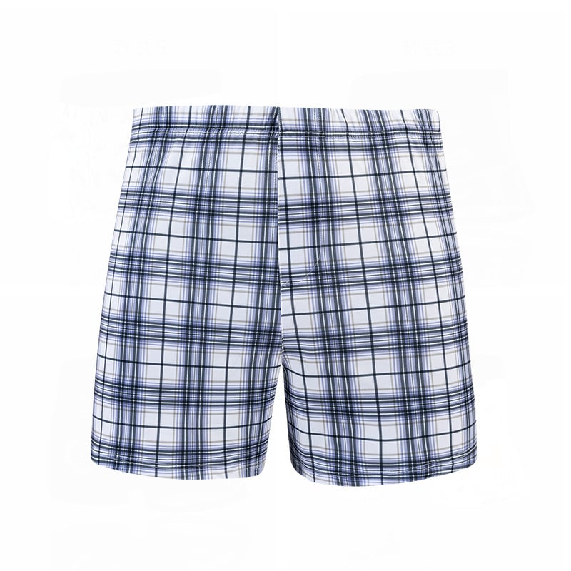 Boxeri de bărbați în carouri, croială largă, talie înaltă, uscare rapidă, poliester, vară