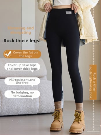 Termo leggingsid kõrgema vöökohtaga ja fleece'iga vooderdusega naistele, tihe lõige, puuvillasegu, talve 2025