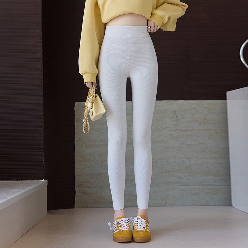 Termo leggingsid kõrgema vöökohtaga ja fleece'iga vooderdusega naistele, tihe lõige, puuvillasegu, talve 2025