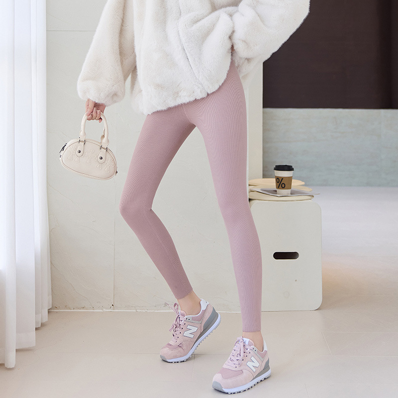 Termo leggingsid kõrgema vöökohtaga ja fleece'iga vooderdusega naistele, tihe lõige, puuvillasegu, talve 2025