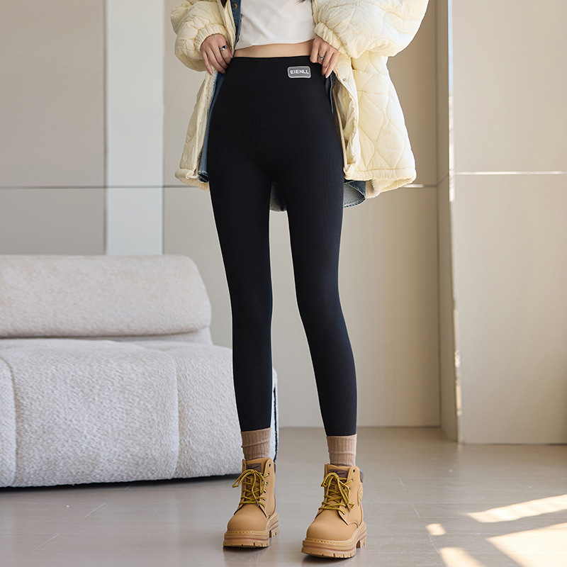 Termo leggingsid kõrgema vöökohtaga ja fleece'iga vooderdusega naistele, tihe lõige, puuvillasegu, talve 2025