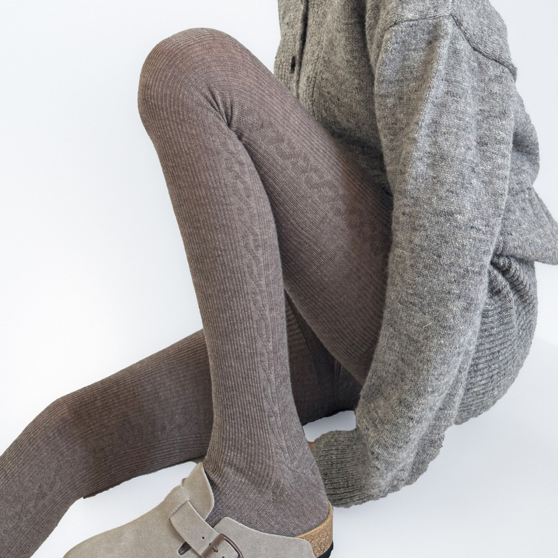 Colanți din lână pentru toamnă-iarnă, calzi și subțiază silueta, groși, cu picioare