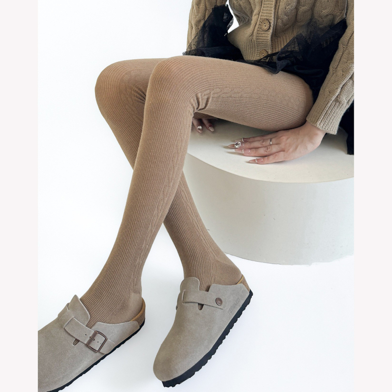Colanți din lână pentru toamnă-iarnă, calzi și subțiază silueta, groși, cu picioare