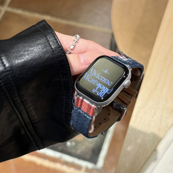 Brățară din denim din piele pentru Apple Watch — compatibilă cu Apple Watch, greutate 16 g, închidere cu pin, lansare 2025.
