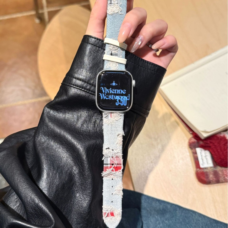Brățară din denim din piele pentru Apple Watch — compatibilă cu Apple Watch, greutate 16 g, închidere cu pin, lansare 2025.