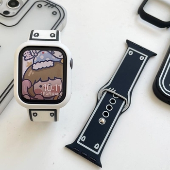 Silikonska traka za Apple Watch u stilu crtića graffiti, crno-bijela, za iWatch 11, kreativni ručni kaiš 1098SE