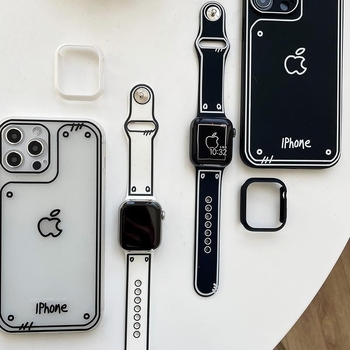 Silikonska traka za Apple Watch u stilu crtića graffiti, crno-bijela, za iWatch 11, kreativni ručni kaiš 1098SE