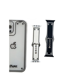 Silikonska traka za Apple Watch u stilu crtića graffiti, crno-bijela, za iWatch 11, kreativni ručni kaiš 1098SE