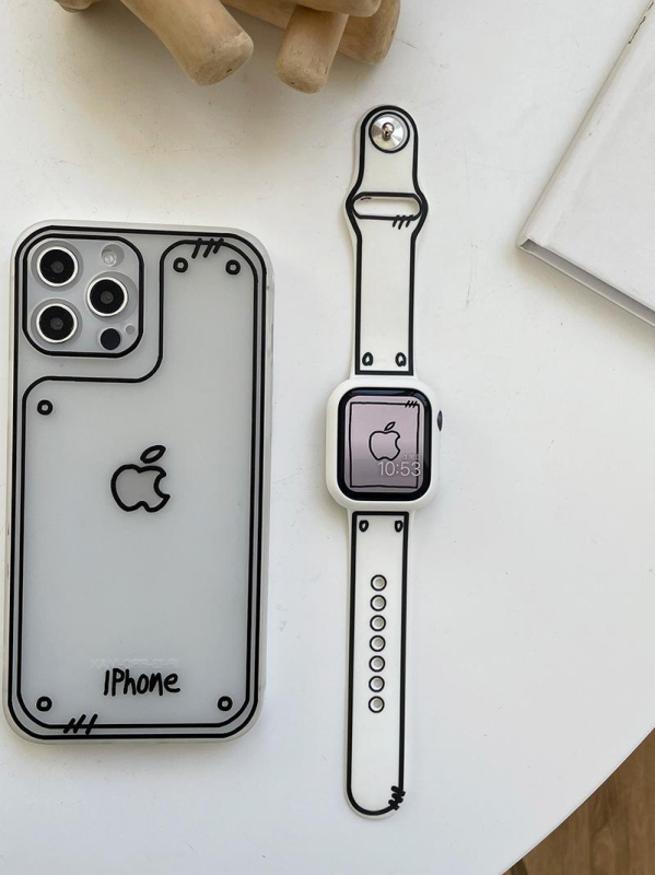 Silikonska traka za Apple Watch u stilu crtića graffiti, crno-bijela, za iWatch 11, kreativni ručni kaiš 1098SE