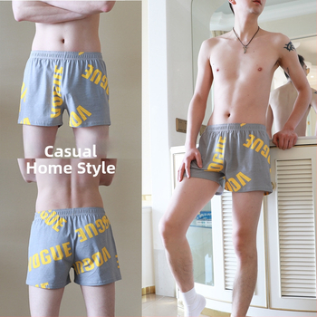 Boxeri bărbați din bumbac, respirabili, cu model graffiti, fără cusături, talie medie