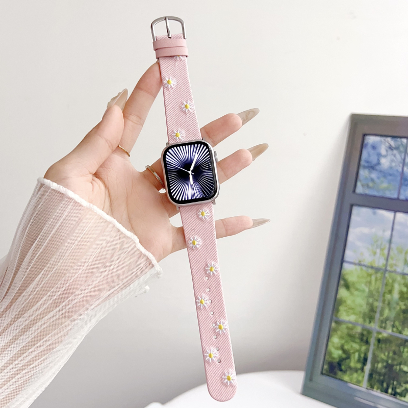Little Daisy vyšívaný denim remienok pre Apple Watch s kolíkovou sponou, uvedenie 2025
