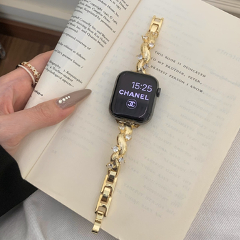 Brățară pentru Apple Watch – cupru + zirconiu, închidere Snap, stil la modă