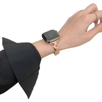 Brățară pentru Apple Watch – cupru + zirconiu, închidere Snap, stil la modă